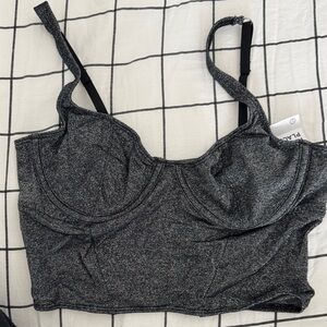 Women's Metallic Bralette in Black-silver